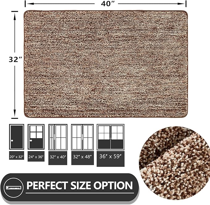REFETONE Indoor Doormat, Front Door Mat 32"x40" Absorbent Rubber Backing Non - Image 2