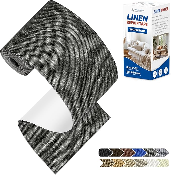 KING MOUNTAIN Linen Repair Patches, Self-Adhesive Fabric Patches, 4 X 63 inch by ForABetterHomeLife