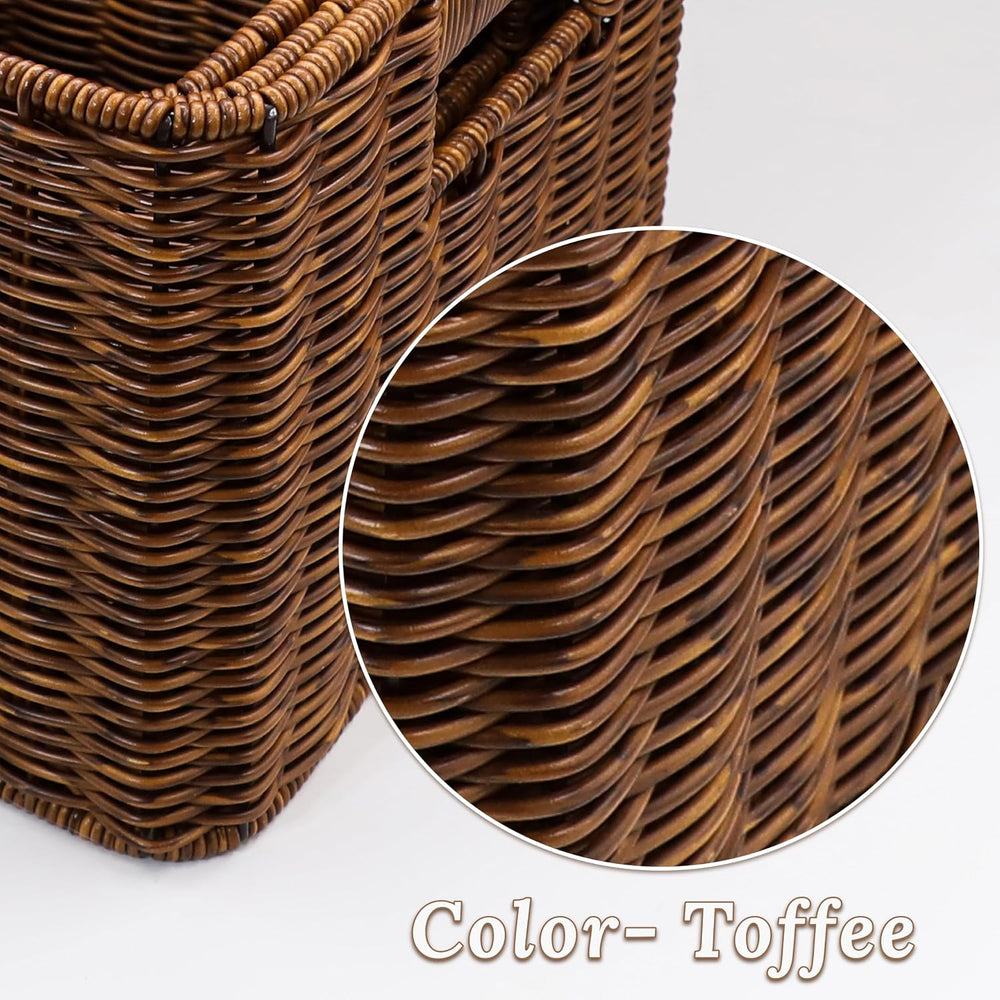 WeeNest Baskets with Handles, Wicker Storage, Shelf Boxes for Organizing, Sta...