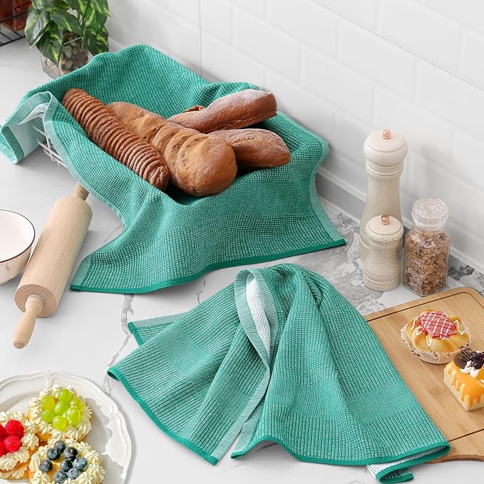 Homaxy Premium Kitchen Towels, Large Cotton Kitchen Hand Towels, Flat and Terry - Image 6