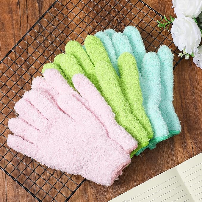 Grevosea 3 Pairs Microfiber Gloves Household Cleaning Glove Plant Dusting Glove - Image 5