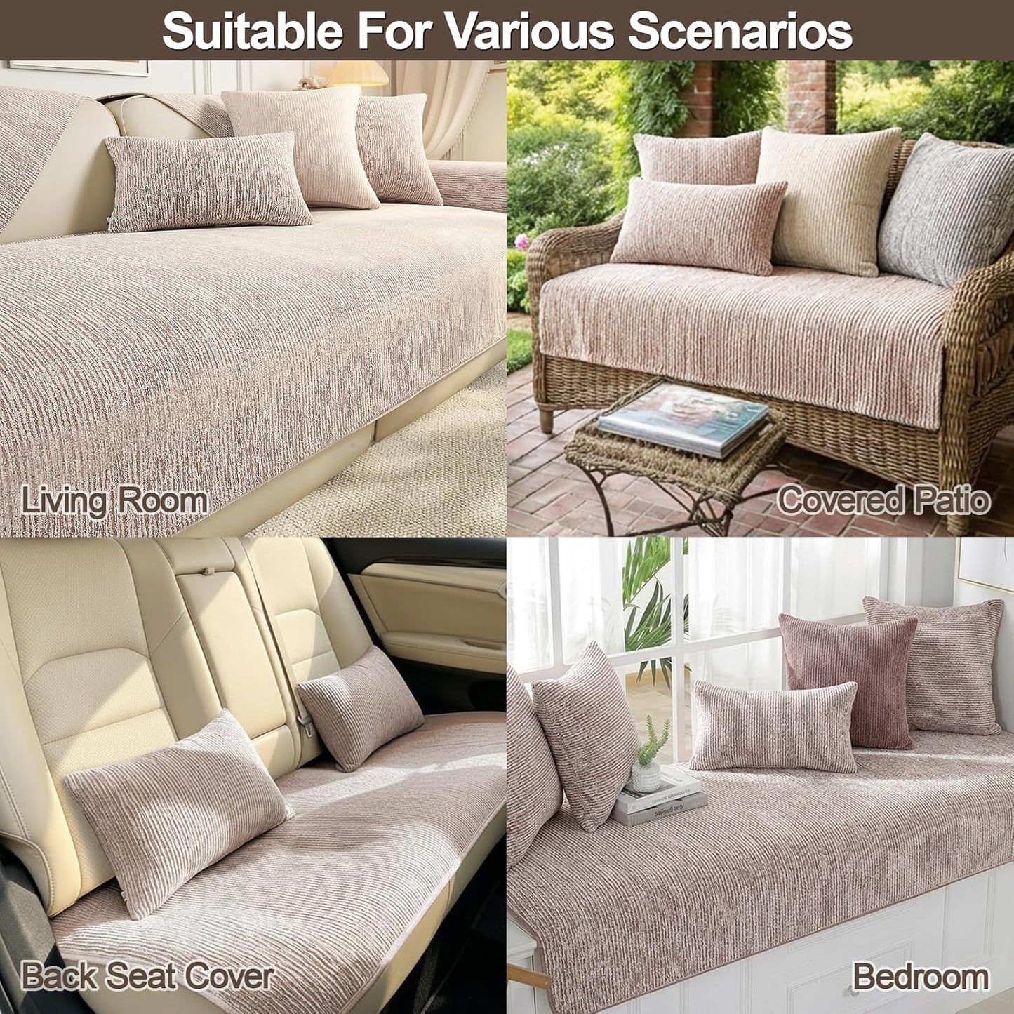 Couch Cover for Sectional Sofa, Pet Friendly Furniture Protector for Furry Pets, Washable Non-Slip Slipcover (Coffee,1pc/27×27")