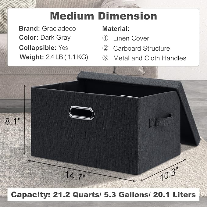 Medium 15" 21 Quart Collapsible Stackable Storage Bins - Image 2