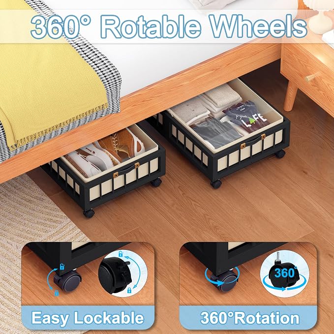 efluky 2-Pack Bamboo Under Bed Storage Containers - Image 4