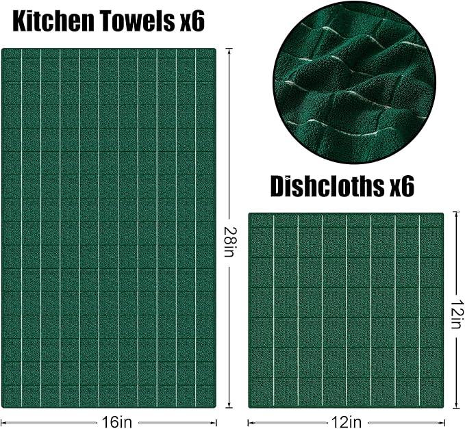 Homaxy Microfiber Kitchen Towels and Dishcloths Set, 12 Pack Soft and Absorbent - Image 6