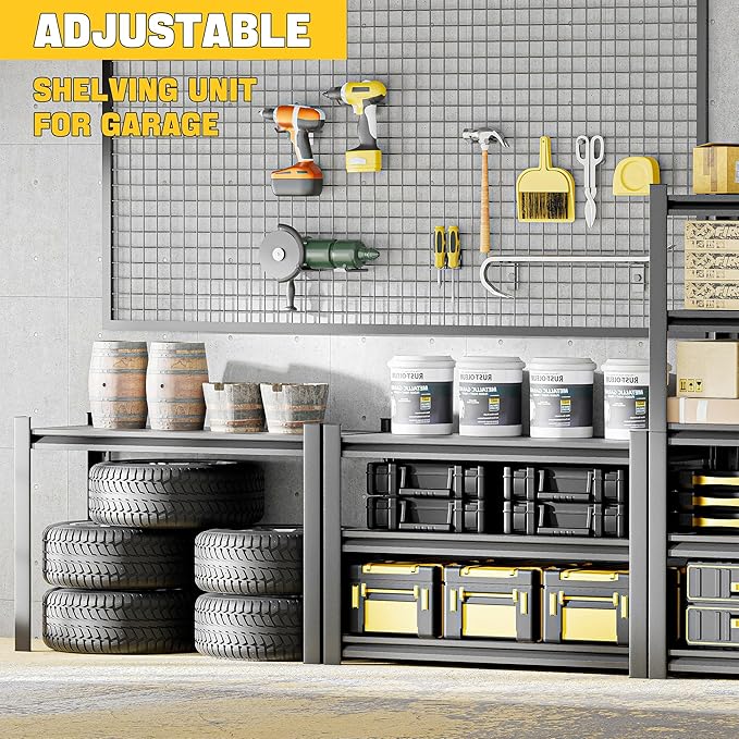 78" H 47.2" Wide Garage Shelving, Thickened Heavy Duty Metal Adjustable Shelves - Image 4