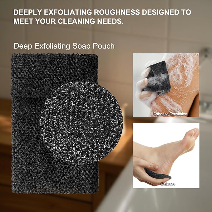 2 Pack Soap Bag Deep Roughness, Bar Soap Pouch Saver Pocket, Body Scrubber - Image 3