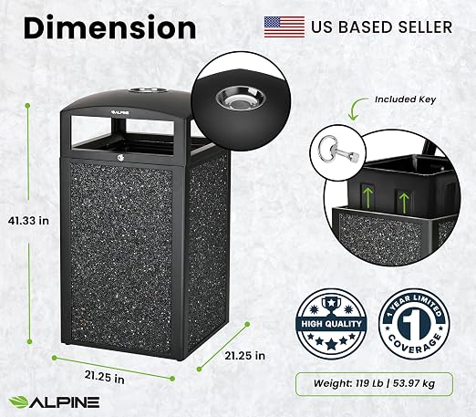 Alpine Outdoor Commercial Trash Can - Image 2