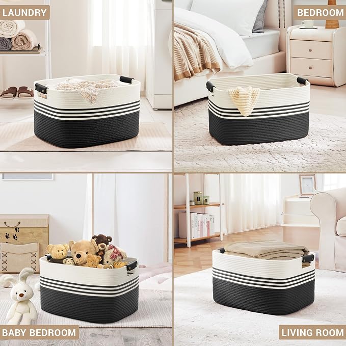 72L Large Laundry Basket with Leather Handles - Image 4
