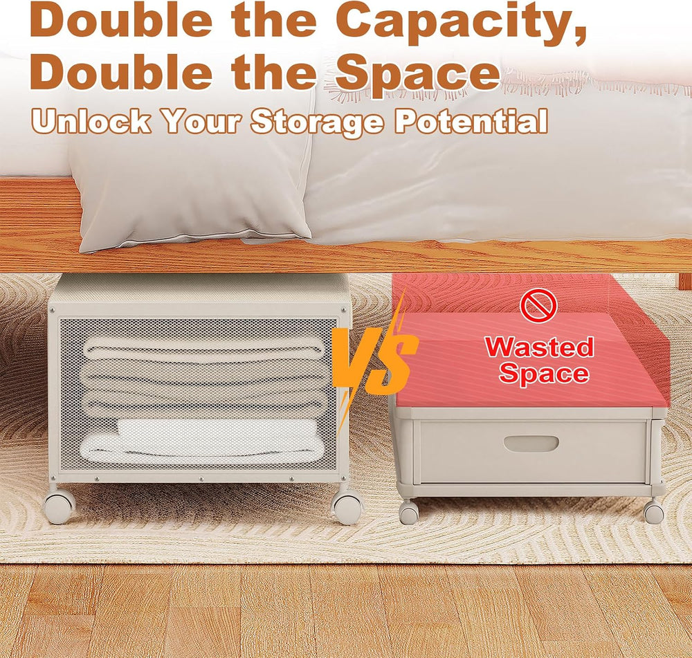 Fokyfok 2Pack Under Bed Storage Containers,12 inch Height,31 inch Long