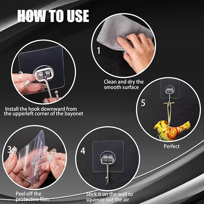 DKHDBD Large Adhesive Hooks, Waterproof Transparent Hooks - Image 7