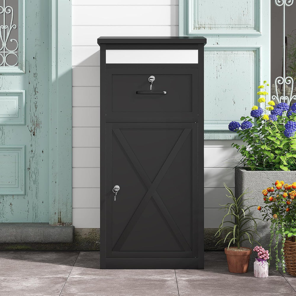 Package Delivery Boxes for Outside with Lock, Black
