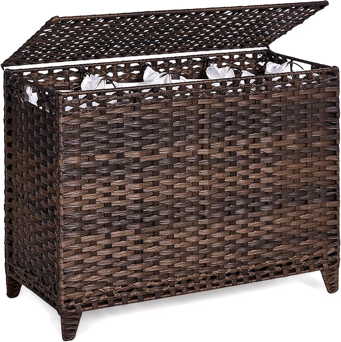 Laundry Hamper with 4 Removable Liner Bags; 176L Handwoven Rattan Laundry by Hermina