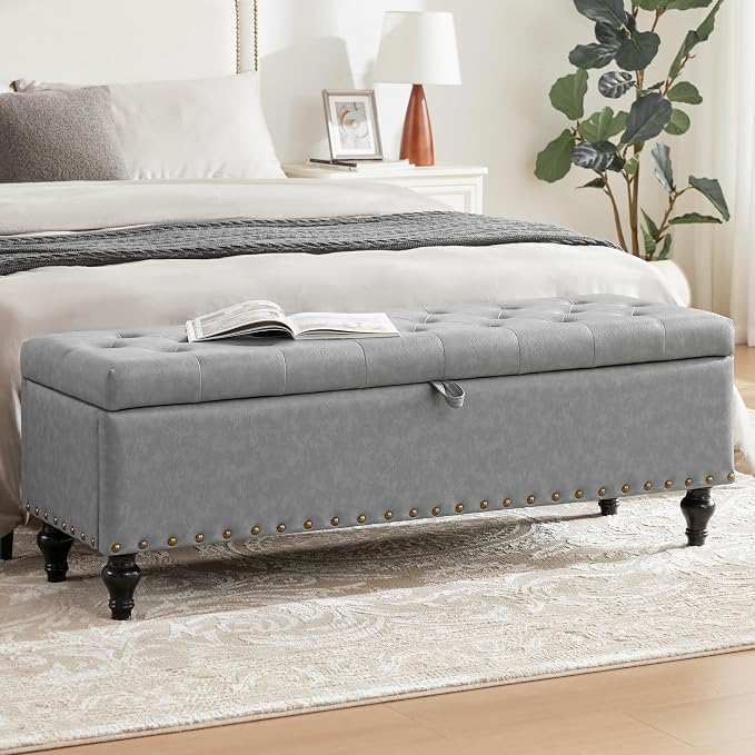 50" Storage Ottoman Bench, Tufted Ottoman - Image 6