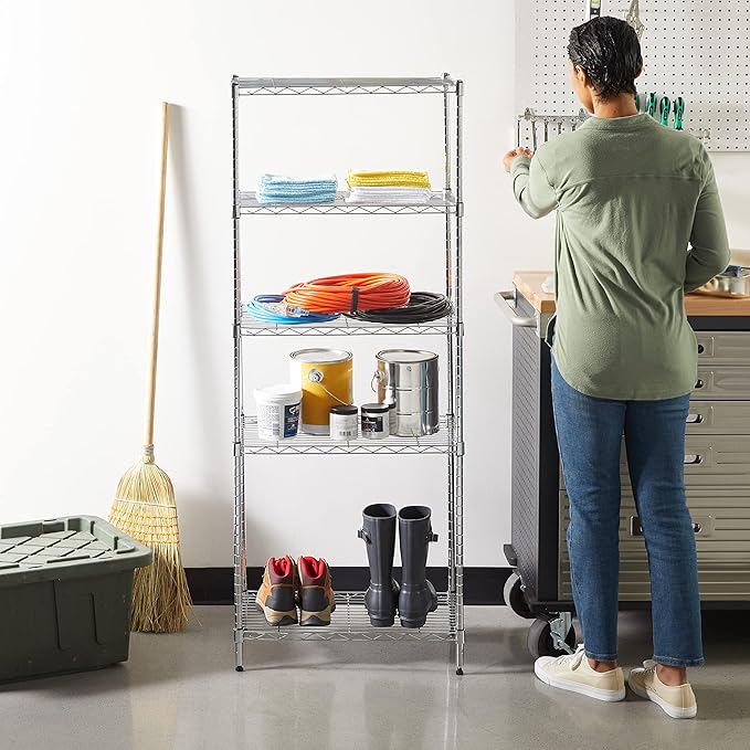 Amazon Basics 5-Shelf Adjustable, Storage Shelving Unit, Steel Organizer Wire - Image 11