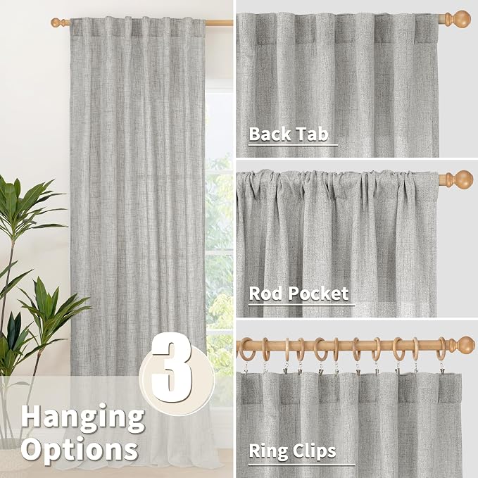 YoungsTex Dark Grey Linen Curtains 78 Inch Length - Image 6