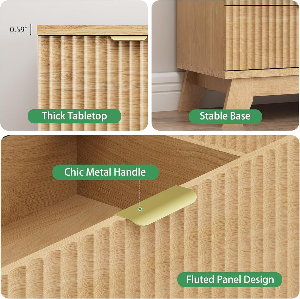 Fluted Dresser for Bedroom with 6 Drawers, 46" Tall Modern Chest of Draw...
