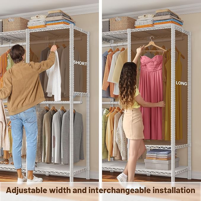 Raybee 76.9" H Clothes Rack Heavy Duty Loads 1100 LBS Metal Clothing Racks - Image 6