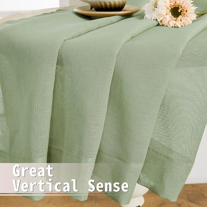 Tollpiz Short Sheer Door Curtains Closet Linen Textured Curtains Sheer Doorway - Image 6
