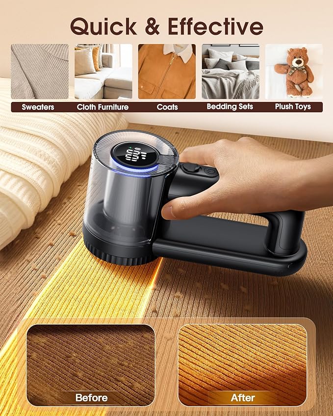 Fabric Shaver Electric Lint Remover Rechargeable Lint Shaver Digital Display - Image 2