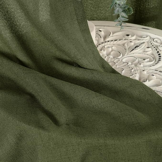 YoungsTex Olive Green Linen Curtains - Image 7
