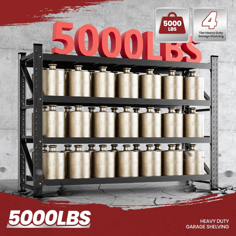 60" Wide Storage Shelves, 5000LBS Garage Shelving Heavy Duty, Standing S...