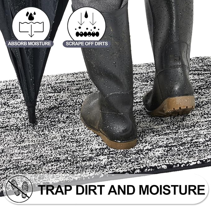 REFETONE Indoor Doormat, Front Door Mat 32"x40" Absorbent Rubber Backing Non - Image 3