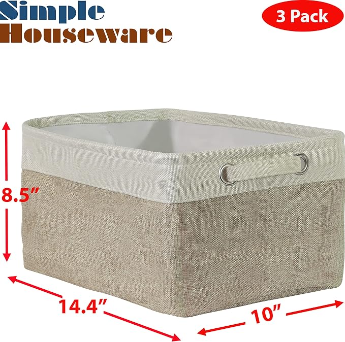 SIMPLE HOUSEWARE Large Fabric Storage Bin, 14.4" x 10" - Image 2