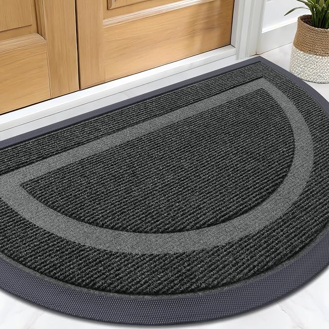OLANLY Half Circle Door Mat Indoor Outdoor Entrance Welcome, Waterproof by OLANLY