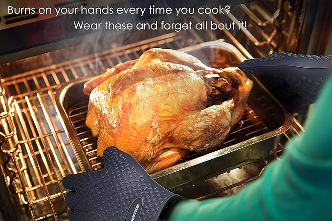 KITCHEN PERFECTION Silicone Smoker Oven Gloves-Extreme Heat Resistant BBQ - Image 6