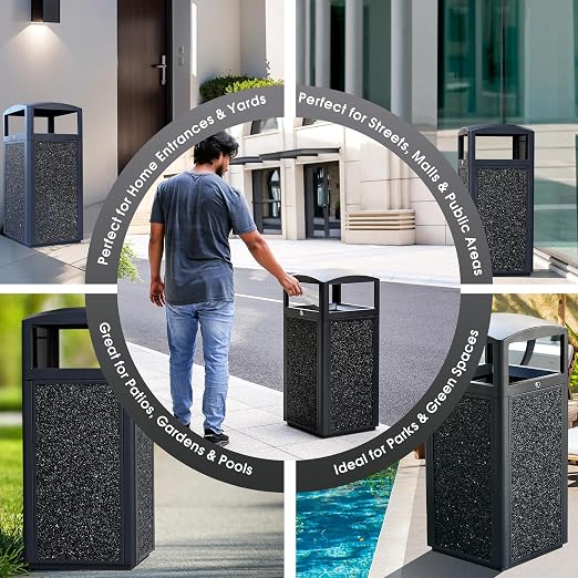 Commercial Metal Outdoor Trash Can - Image 7