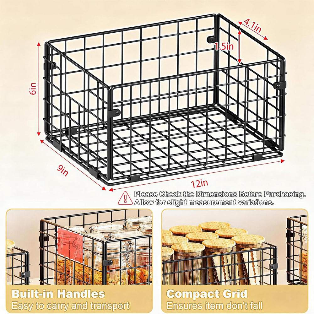 X-cosrack Metal Wire Basket Pantry Baskets Foldable Cabinet Organizers with H...