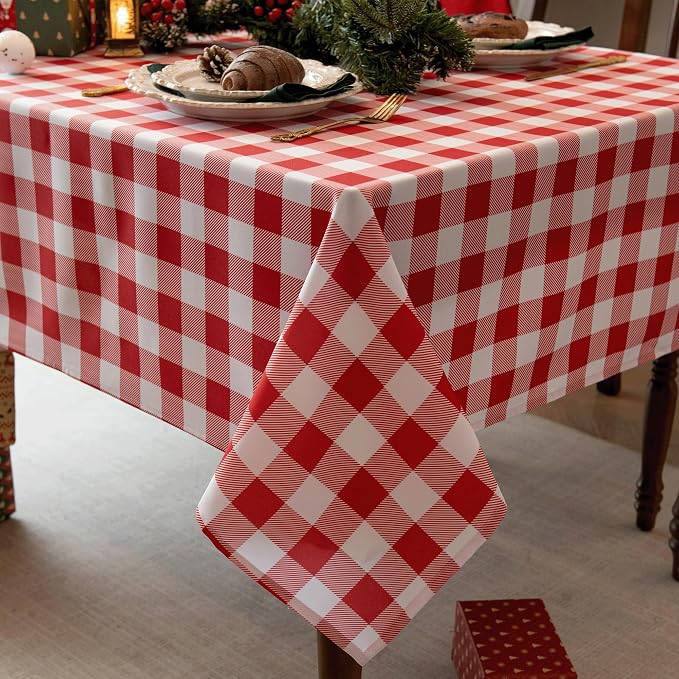 Waterproof Checkered Tablecloth Fabric by Essifunia