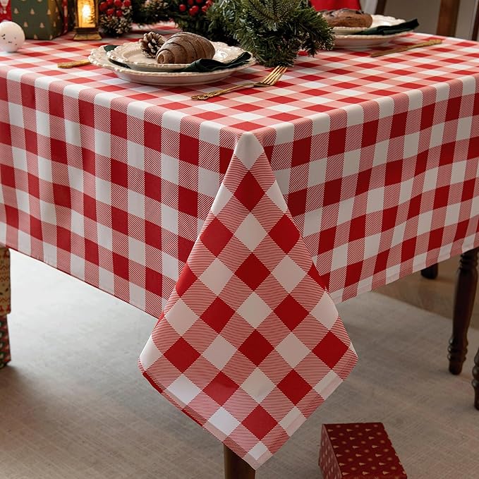 Classic Gingham Buffalo Tablecloth Fabric by Essifunia