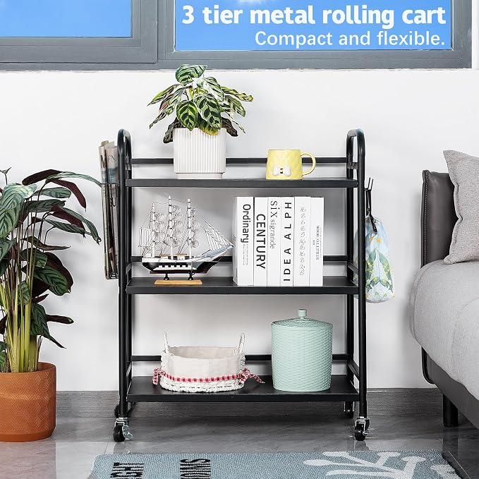 HDANI 3 Tier Metal Rolling Utility Cart, High Capacity Multi Purpose Heavy Duty - Image 2