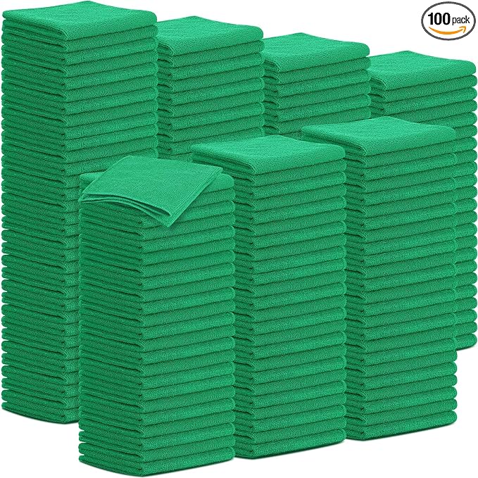 Tenare 100 Pack 12'' x 12'' Microfiber Cleaning Cloths Reusable Cleaning Rags by Tenare
