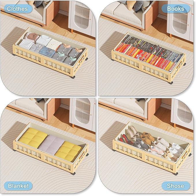 efluky 2-Pack Bamboo Under Bed Storage - Image 3