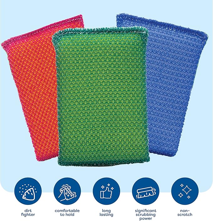SCRUBIT Multi-Purpose Dish Scrub Sponge, Non Scratch Scouring Pads, Cleaning - Image 3