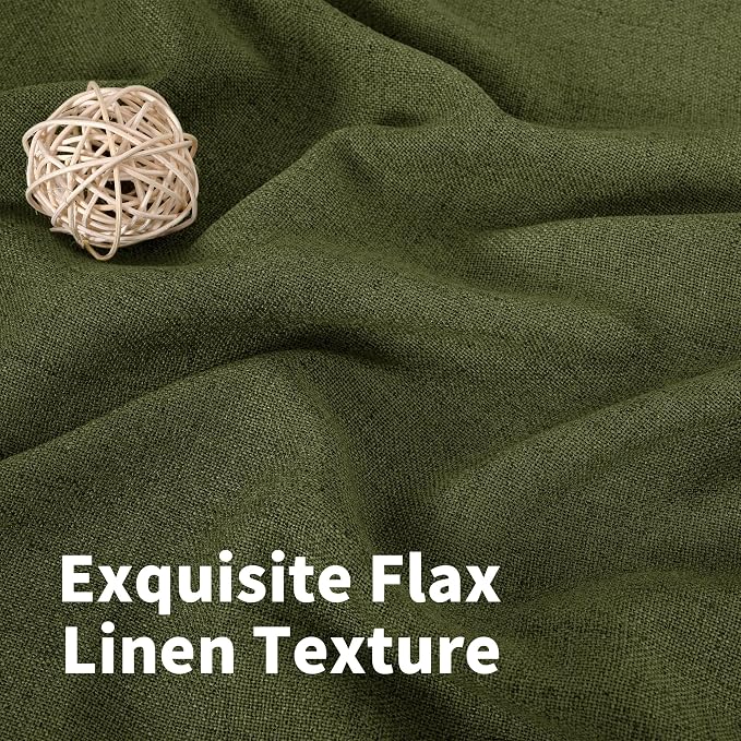 YoungsTex Olive Green Linen Curtains - Image 4