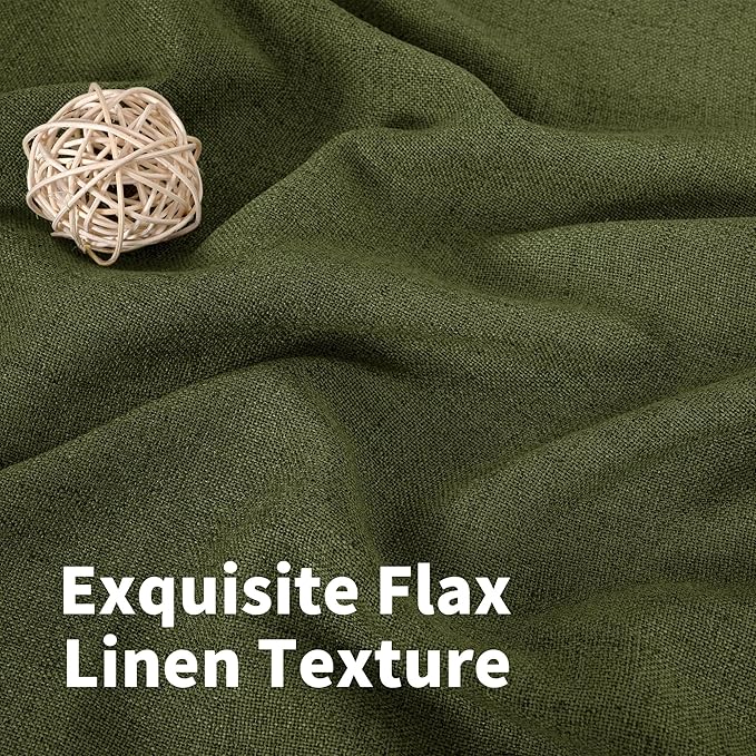 YoungsTex Olive Green Linen Curtains 40 Inch Length - Image 4
