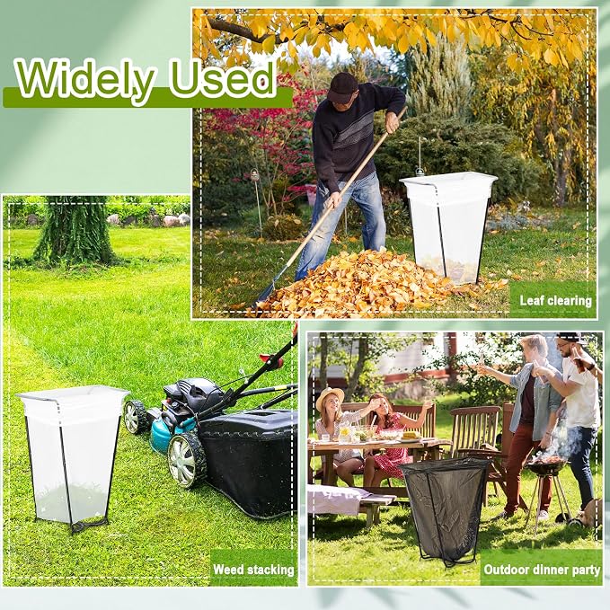 Gisafai 3 Pieces Metal Leaf Bag Holder Stand Portable Trash Bag Holder Frame - Image 3