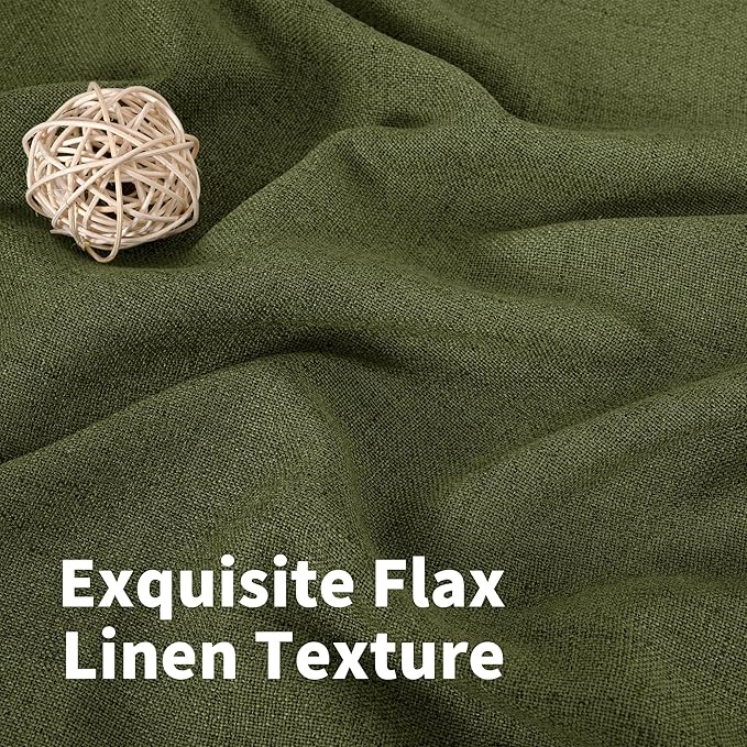 YoungsTex Olive Green Linen Curtains 48 Inch Length - Image 4