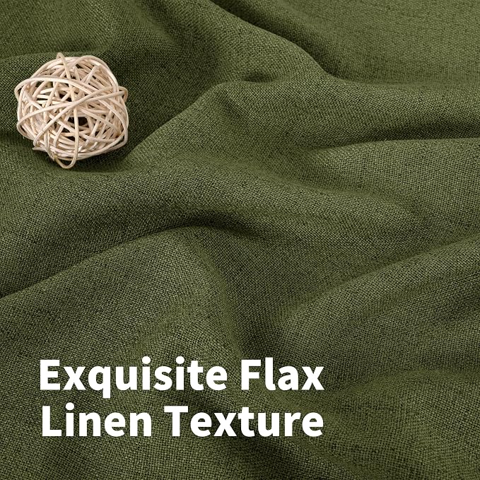 YoungsTex Olive Green Linen Curtains 78 Inch Length - Image 4