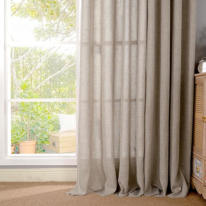 YoungsTex Dark Oatmeal Linen Curtains 63 Inch Length - Image 8