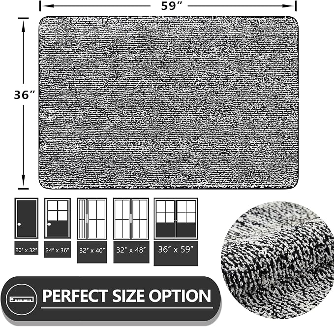 REFETONE Indoor Doormat, Front Door Mat 36"x59" Absorbent Rubber Backing Non - Image 2