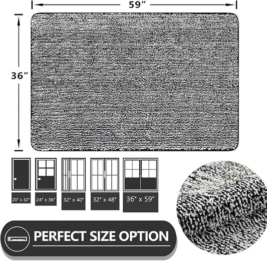 REFETONE Indoor Doormat, Front Door Mat 36"x59" Absorbent Rubber Backing Non - Image 2