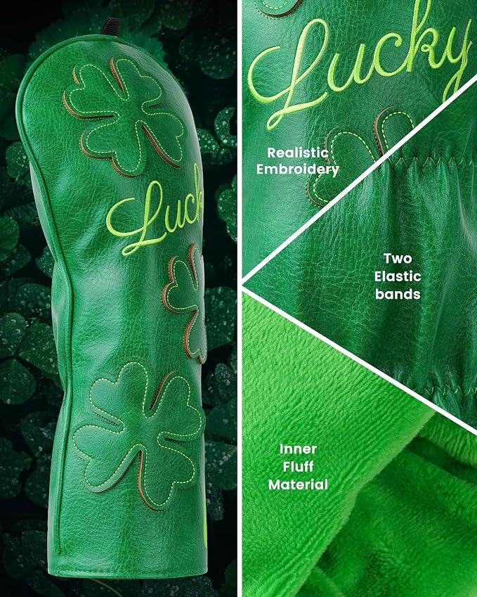 Golf Headcovers Golf Club Head Covers Four Leaf Clover Good Luck Charm - Image 3