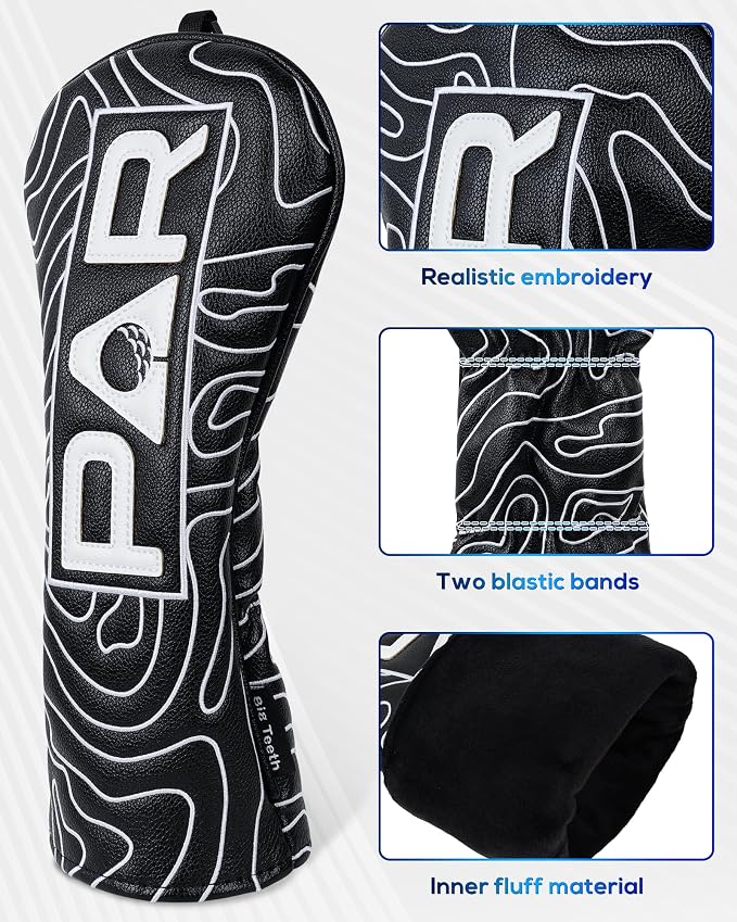 Big Teeth Golf Club Covers Full Set Driver Headcover Fairway Wood Hybrid Golf - Image 4