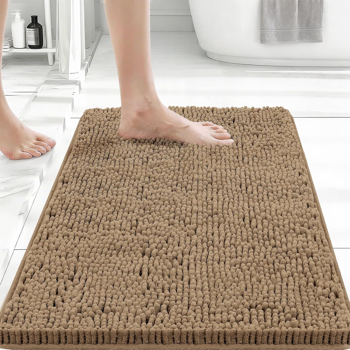 Bcoimo Bathroom Rugs 24x17, Bath Mats for Bathroom Non Slip with Rubber Backing,High Absorbent Microfiber Bath Rugs Quick Drying, Machine Washable, Durable Decor