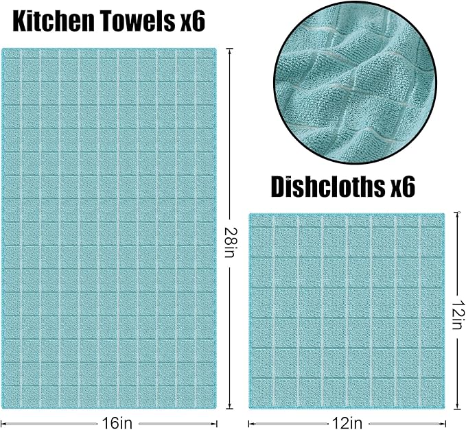 Homaxy Microfiber Kitchen Towels and Dishcloths Set, 12 Pack Soft and Absorbent - Image 6